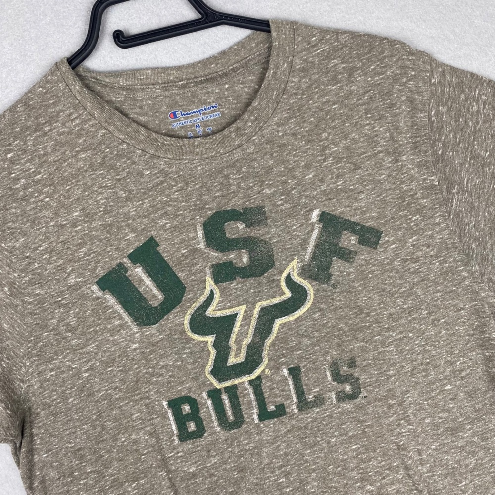 Champion USF Bulls T-Shirt Mens Medium Heather Tri-Blend Graphic Tee
